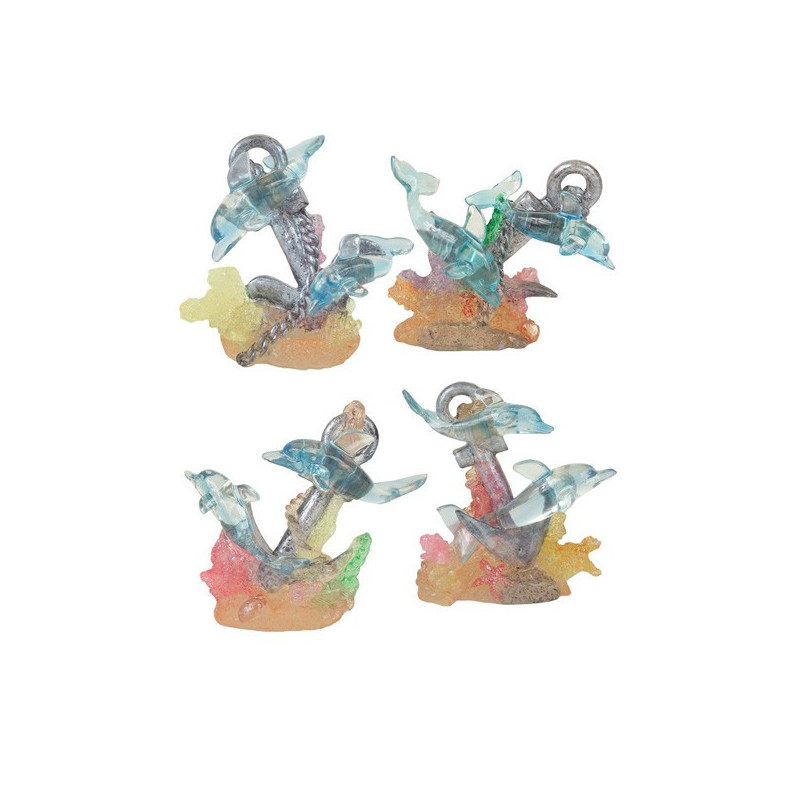 Figura resina delfines con ancla Figura resina delfines con ancla