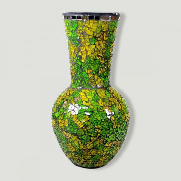 Jarrón cristalitos verde/amarillo. ModA 40cm