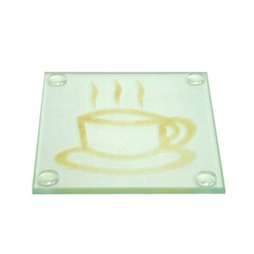 Set/4 posavasos cristal cafe dorado 9x9cm