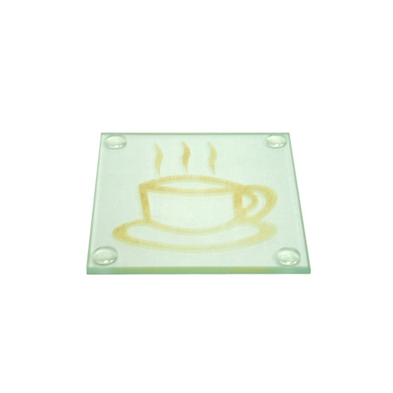 Set/4 posavasos cristal cafe dorado 9x9cm Set/4 posavasos cristal cafe dorado 9x9cm