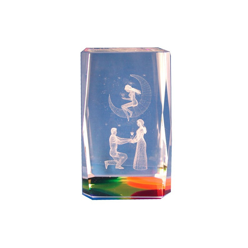 Cubo crist. 5x5x8cm enamorados+luna Cubo crist. 5x5x8cm enamorados+luna