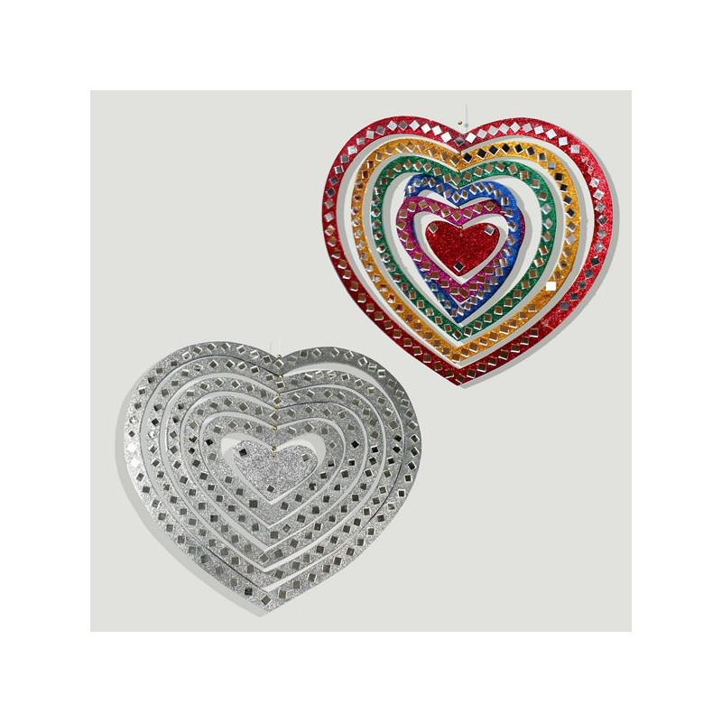 Movil Corazon madera en mosaico 28cm Movil Corazon madera en mosaico 28cm