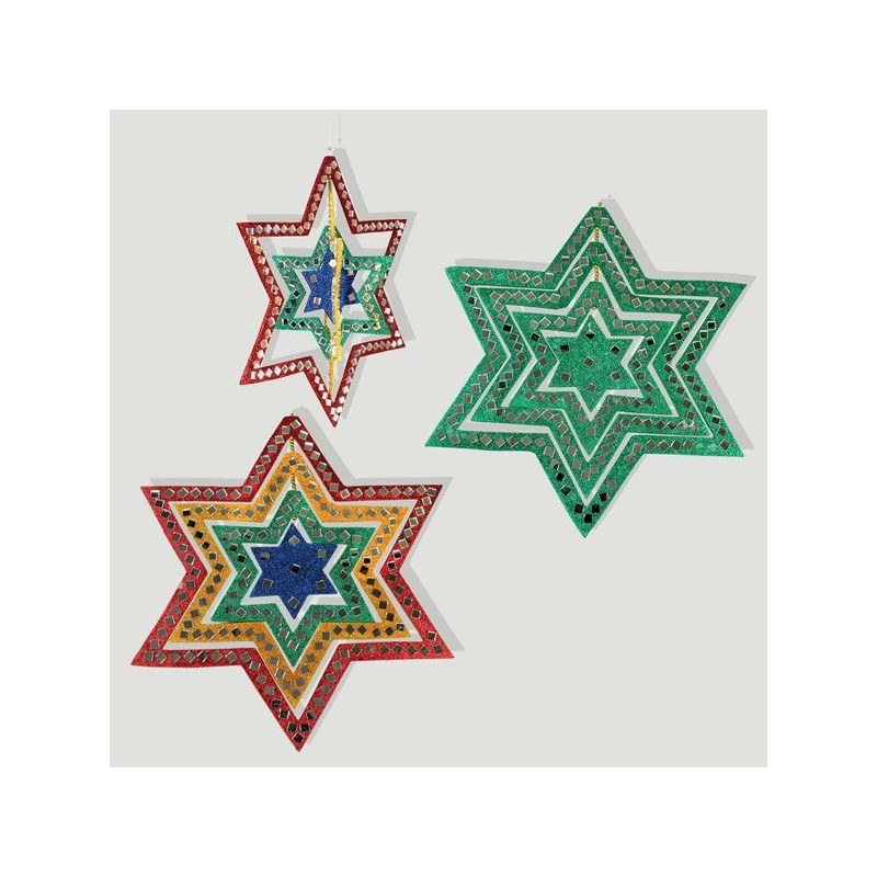 Movil Estrella madera en mosaico 30cm Movil Estrella madera en mosaico 30cm