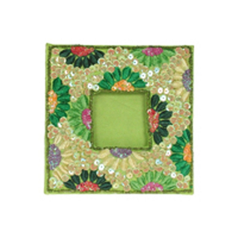 Marco fotos lentejuelas verde 13x13cm Marco fotos lentejuelas verde 13x13cm