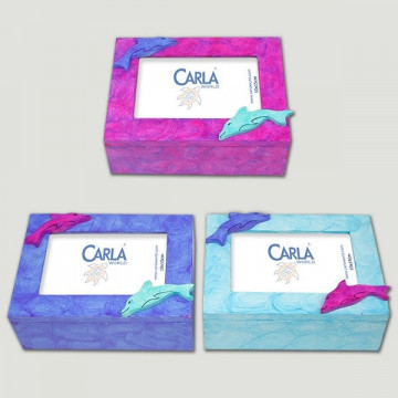 Caja con tapa para foto. Modelos 2 delfines. 20x15