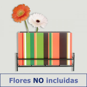 Florero madera con base metal. Modelo rectangular 