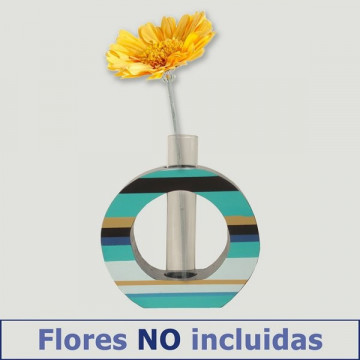 Florero madera redonda. Modelo naranja. 16x15cm