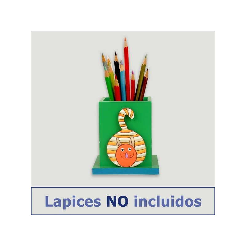 Lapicero vertical madera con base. Modelo gatito. Lapicero vertical madera con base. Modelo gatito.
