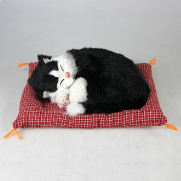 Gato ronron piel sintetica negro con cojin 25x21
