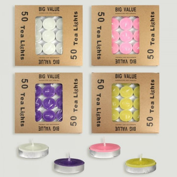 Velas en pack de 50u colores