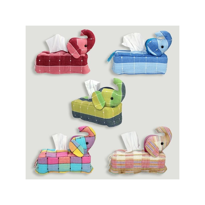 Funda textil para pañuelos Elefante. Colores surti Funda textil para pañuelos Elefante. Colores surti