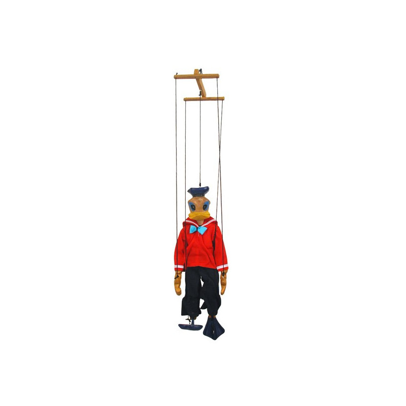 Marioneta madera Pato vestido Marioneta madera Pato vestido