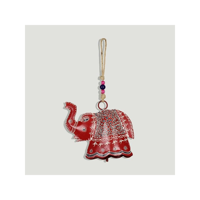 Movil hierro con campanas Elefante pintado. 18x15c Movil hierro con campanas Elefante pintado. 18x15c