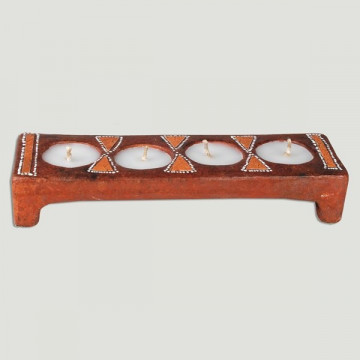 Portavela terracota Batang 24x7cm 4 velas