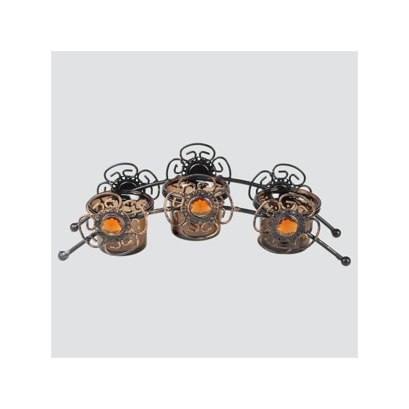 Portavelas metal y abalorios. Modelo 3 velas. 27Cm Portavelas metal y abalorios. Modelo 3 velas. 27Cm