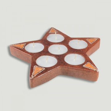 Portavelas terracota Estrella 21cm 6 velas