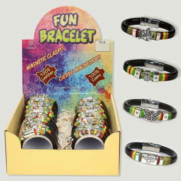 FUN BRACELET. Pulseras de cuero con cierre magnetico