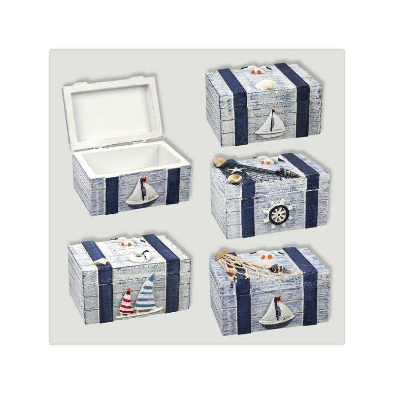 Caja madera grande. Modelos nautico surtidos. 12x6cm Caja madera grande. Modelos nautico surtidos. 12x6cm