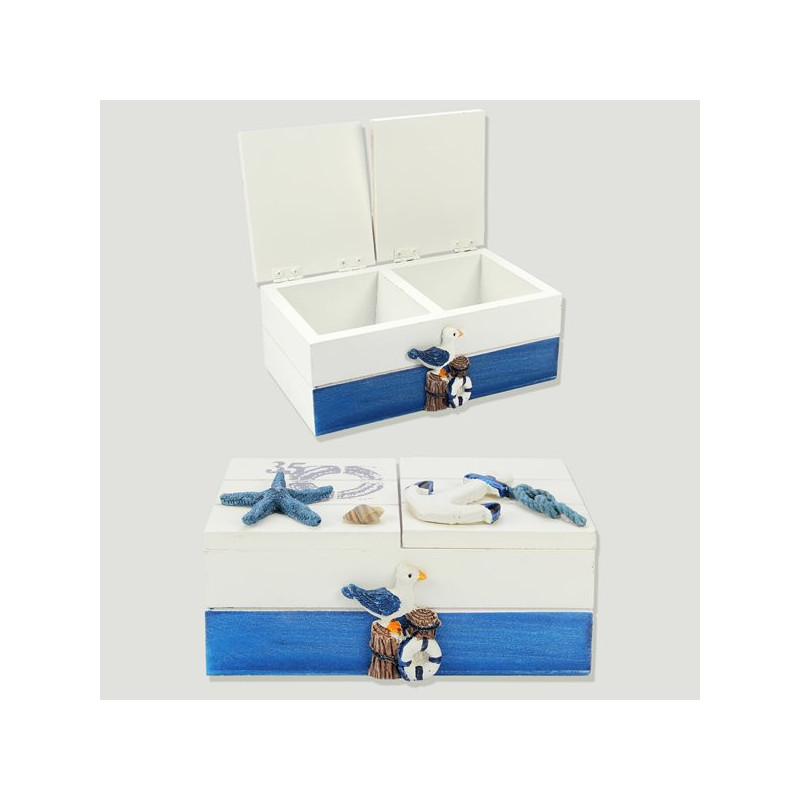 Caja de madera náutica doble 16x9,5x6,5cm Caja de madera náutica doble 16x9,5x6,5cm