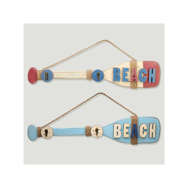 Colgador doble de madera, remo BEACH. Colores surtidos. 60X13cm Colgador doble de madera, remo BEACH. Colores surtidos. 60X13cm