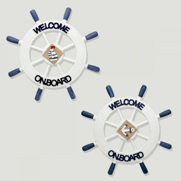 Timón de madera náutico decorativo WELCOME 40cm. Modelos surtidos
