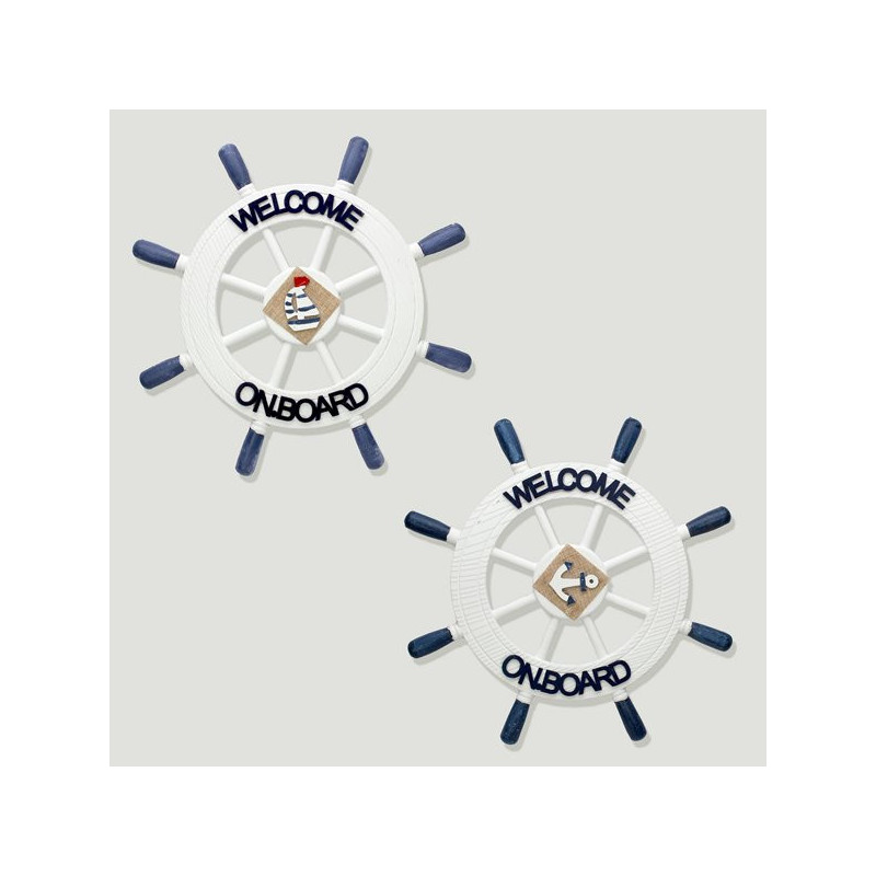 Timón de madera náutico decorativo WELCOME 40cm. Modelos surtidos Timón de madera náutico decorativo WELCOME 40cm. Modelos surtidos