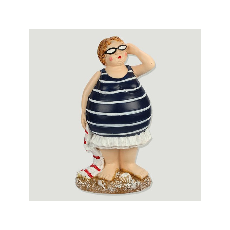Figura de resina bañista de pie con toalla 18cm Figura de resina bañista de pie con toalla 18cm
