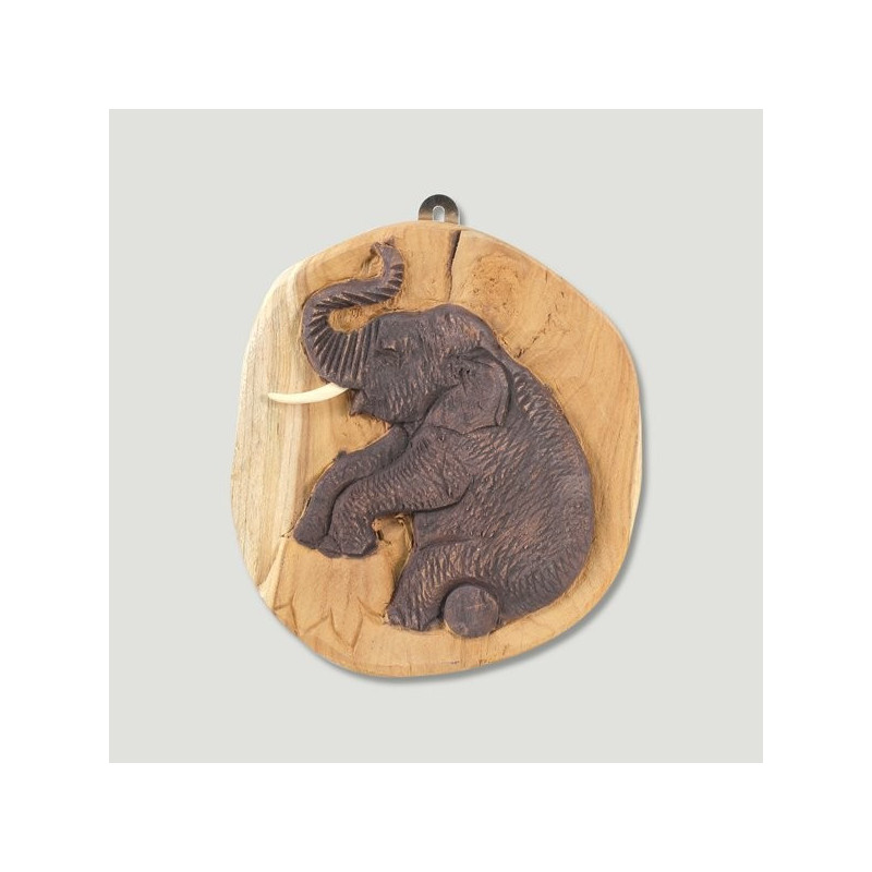 Elefante madera en tronco 12x15cm aprox Elefante madera en tronco 12x15cm aprox