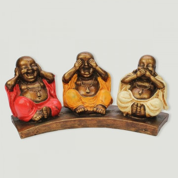 3 Budas Pekong resina NO OIR,VER,HABLAR con base. 10x25