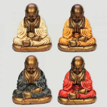 Buda monje resina rezando. Colores surtidos. 21cm