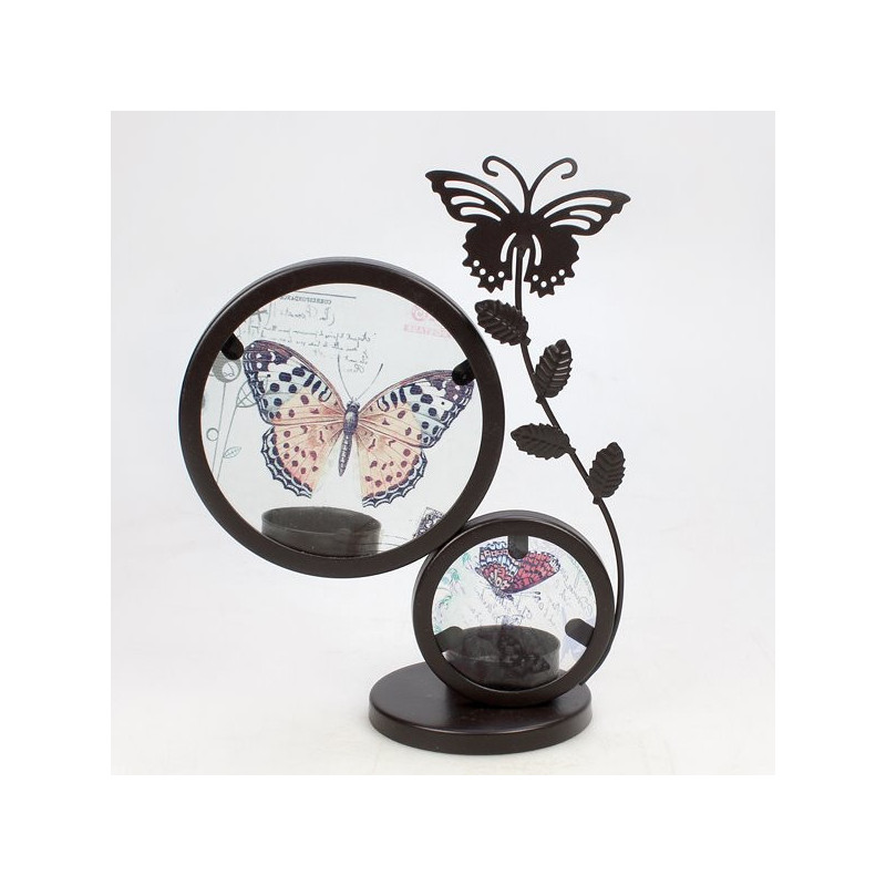 Portavelas metal doble mariposa 20x15cm Portavelas metal doble mariposa 20x15cm
