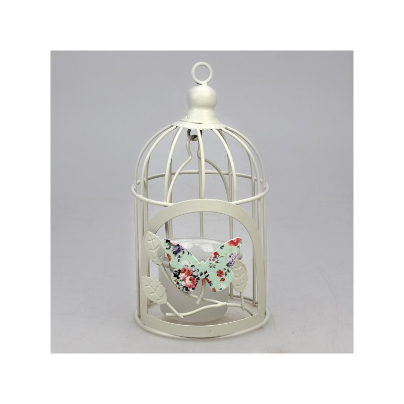Portavelas metal jaula. Motivo mariposa 17x9cm Portavelas metal jaula. Motivo mariposa 17x9cm
