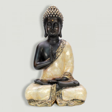 Buda resina con nacar lotus. 40cm