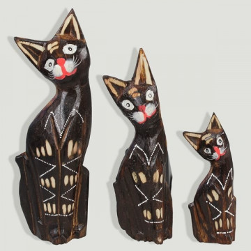 Set 3 gatos sexcol antiq 25/20/15cm