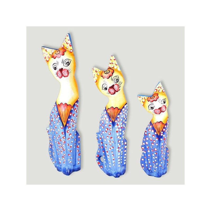 Set 3 Gatos azul 40/30/25cm Set 3 Gatos azul 40/30/25cm