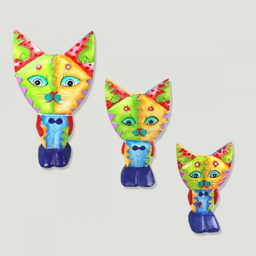 Set 3 Gatos multicolor snopy 23/20/14cm