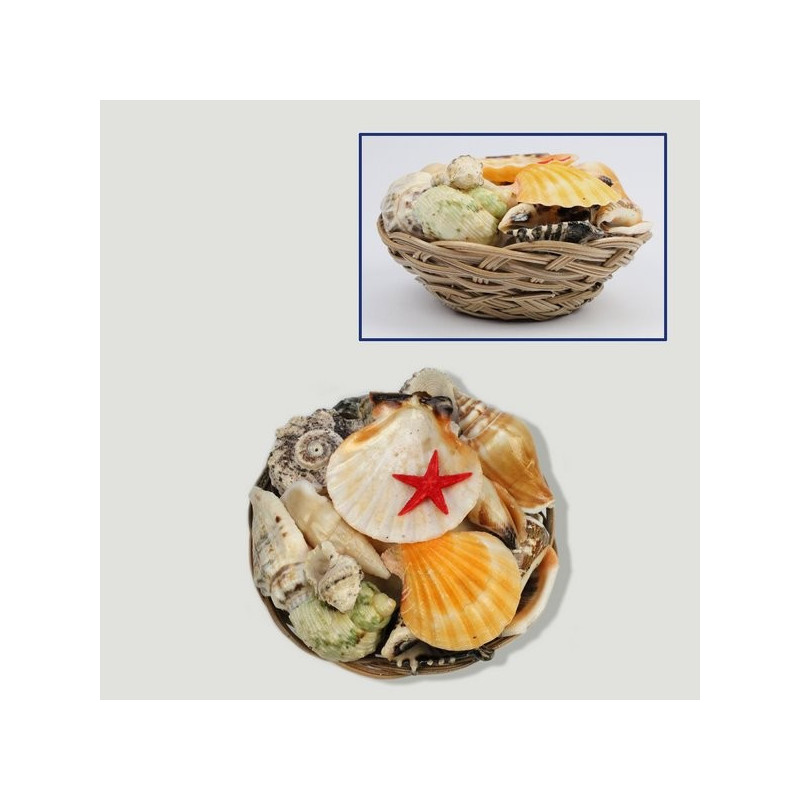 Cesta conchas y estrella plana 10cm Cesta conchas y estrella plana 10cm