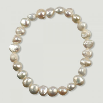 Pulsera perla patata blanca 6mm