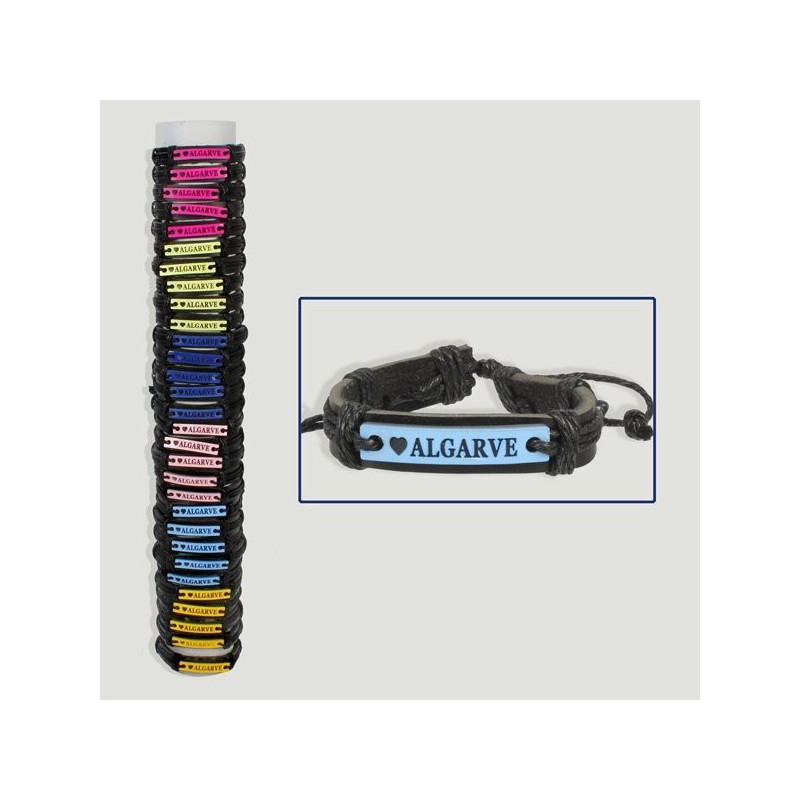 Pulsera cuero placa en tubo Algarve Pulsera cuero placa en tubo Algarve