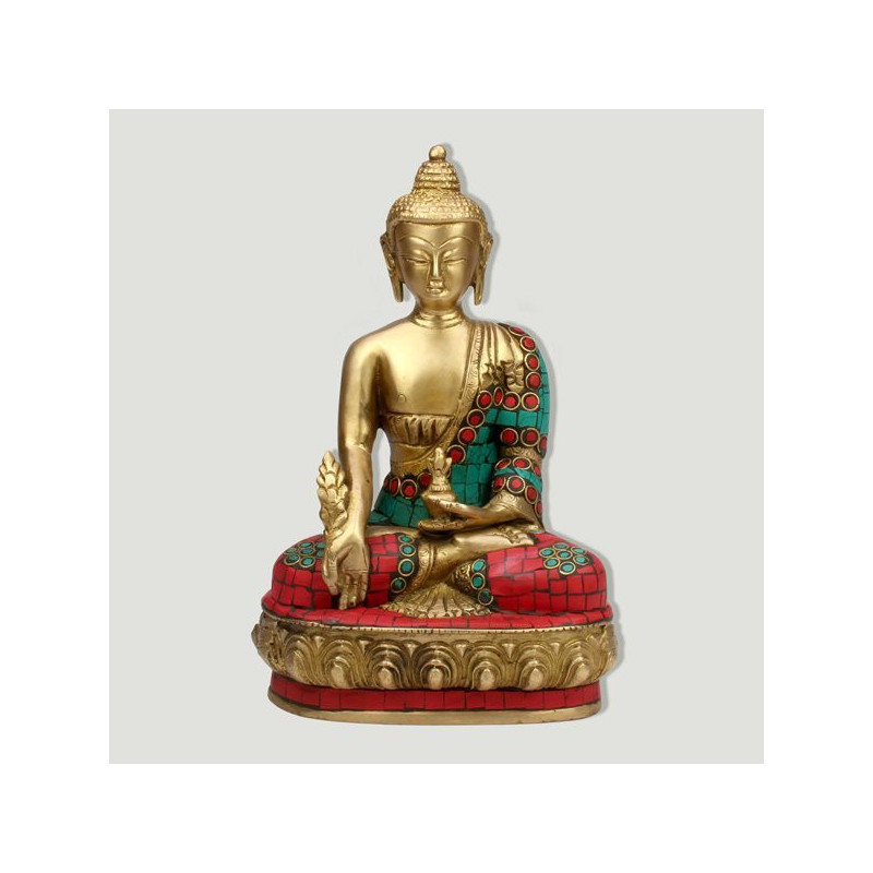 Buda laton sentado con piedras 20,5cm Buda laton sentado con piedras 20,5cm