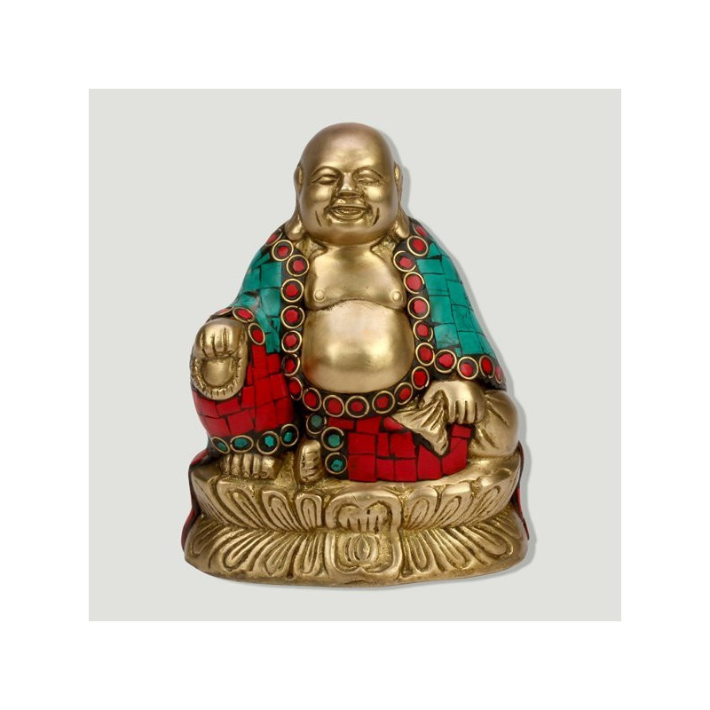 Buda feliz laton sentad con piedras 13,5cm Buda feliz laton sentad con piedras 13,5cm