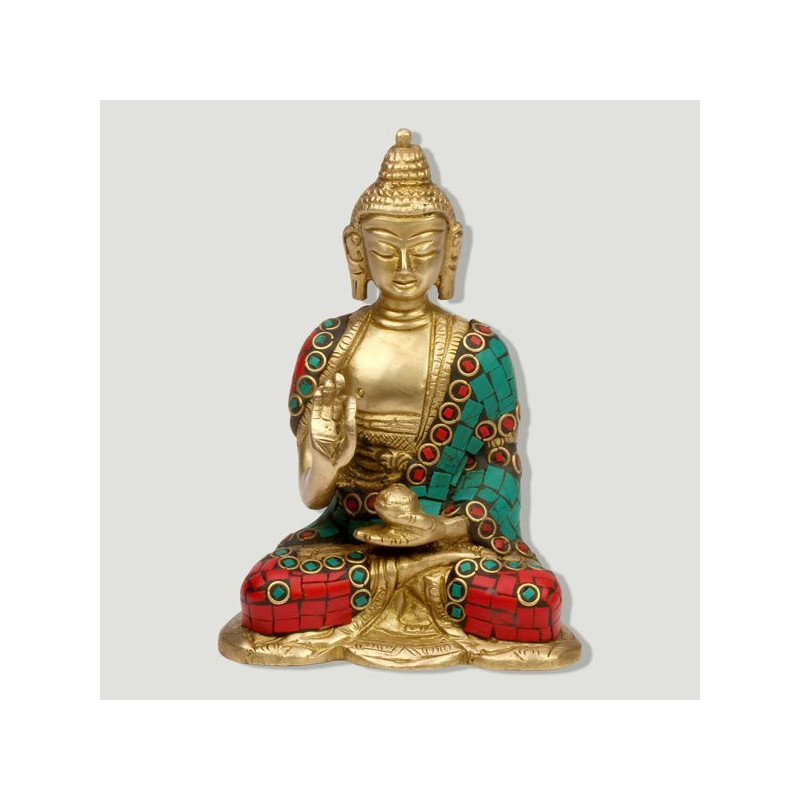 Buda laton sentado con piedras 12cm Buda laton sentado con piedras 12cm