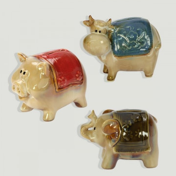 Hucha ceramica animales surtidos. 10x8cm aprox.