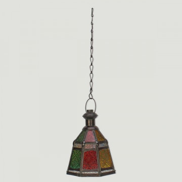 Farol bronce octagono. Multicolor. 15x21cm