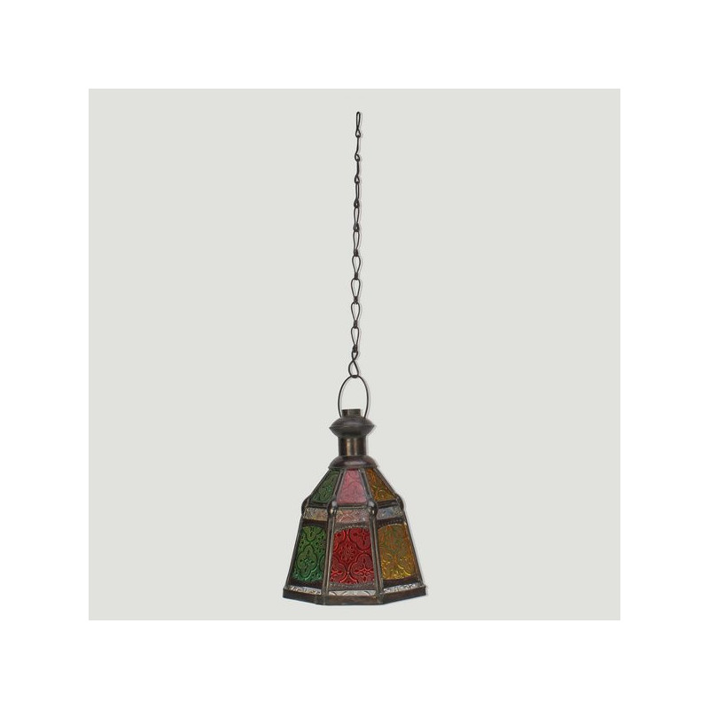Farol bronce octagono. Multicolor. 15x21cm Farol bronce octagono. Multicolor. 15x21cm
