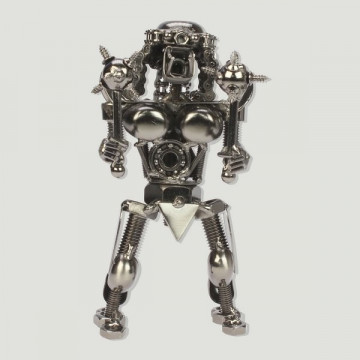Figura metal robot con mazas pinchos 18cm