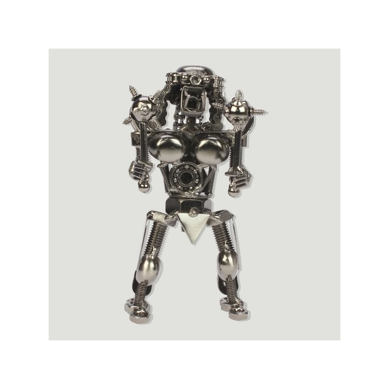 Figura metal robot con mazas pinchos 18cm Figura metal robot con mazas pinchos 18cm