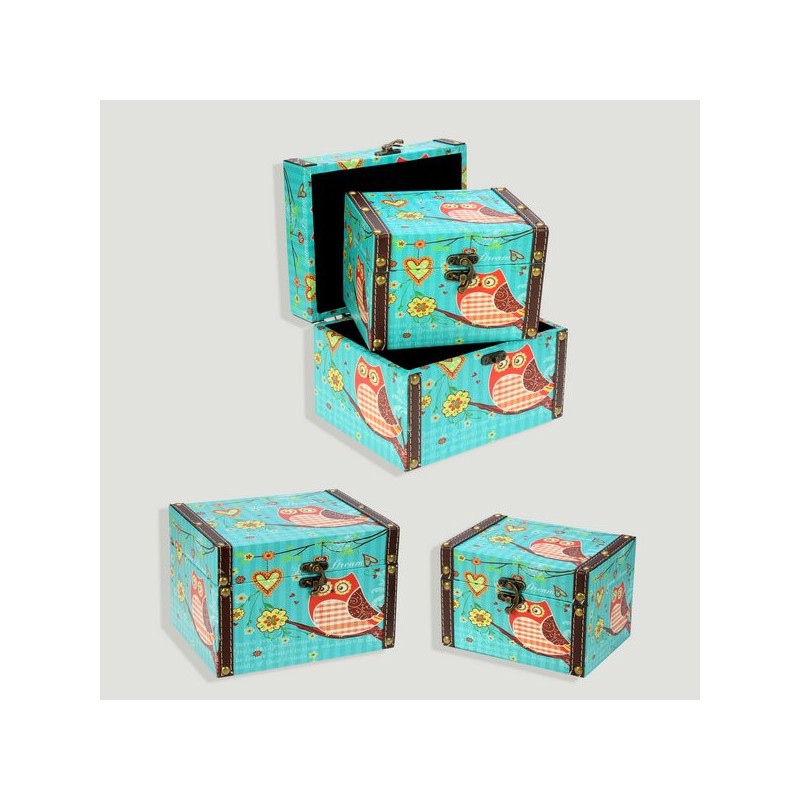 Set 2 cajas madera buho. 18x12cm- 15x10cm Set 2 cajas madera buho. 18x12cm- 15x10cm