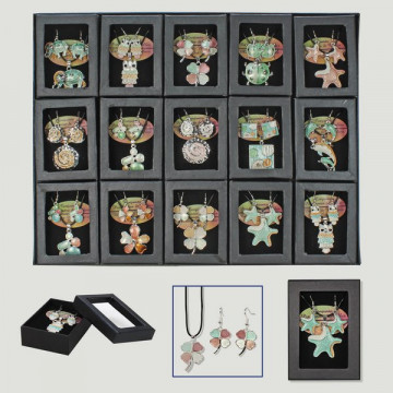 ELEGANT AND FASHIONABLE. PACK 15. Conjunto collar y pendientes metal esmaltado