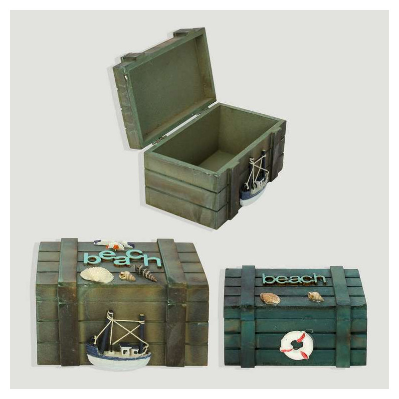 Set 2 cajas nauticas verde BEACH. 15X8x9cm – 11x5x6cm Set 2 cajas nauticas verde BEACH. 15X8x9cm – 11x5x6cm